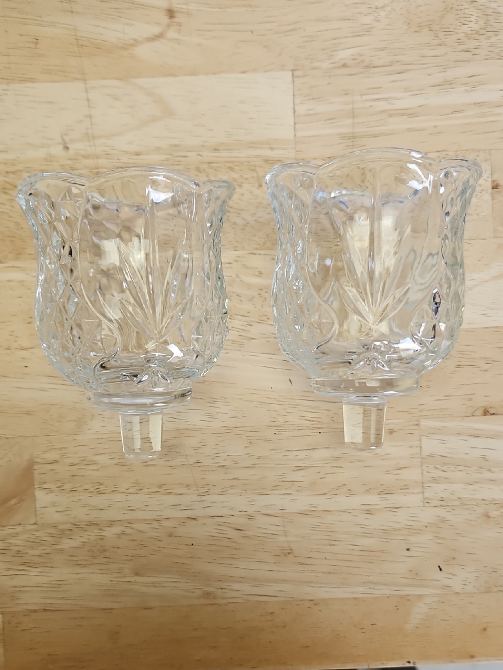 Vintage Homeco Clear Cut Crystal Tulip Votive Candle Holders. Set of 2